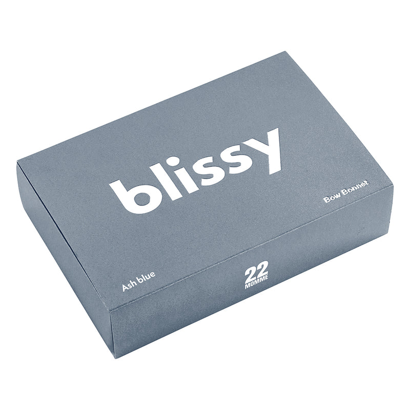 Blissy Ash Blue Blissy Bow Bonnet Lifestyle – Mulberry Silk