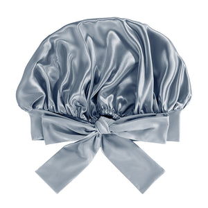 Blissy Ash Blue Silk Blissy Bow Bonnet Detail –
