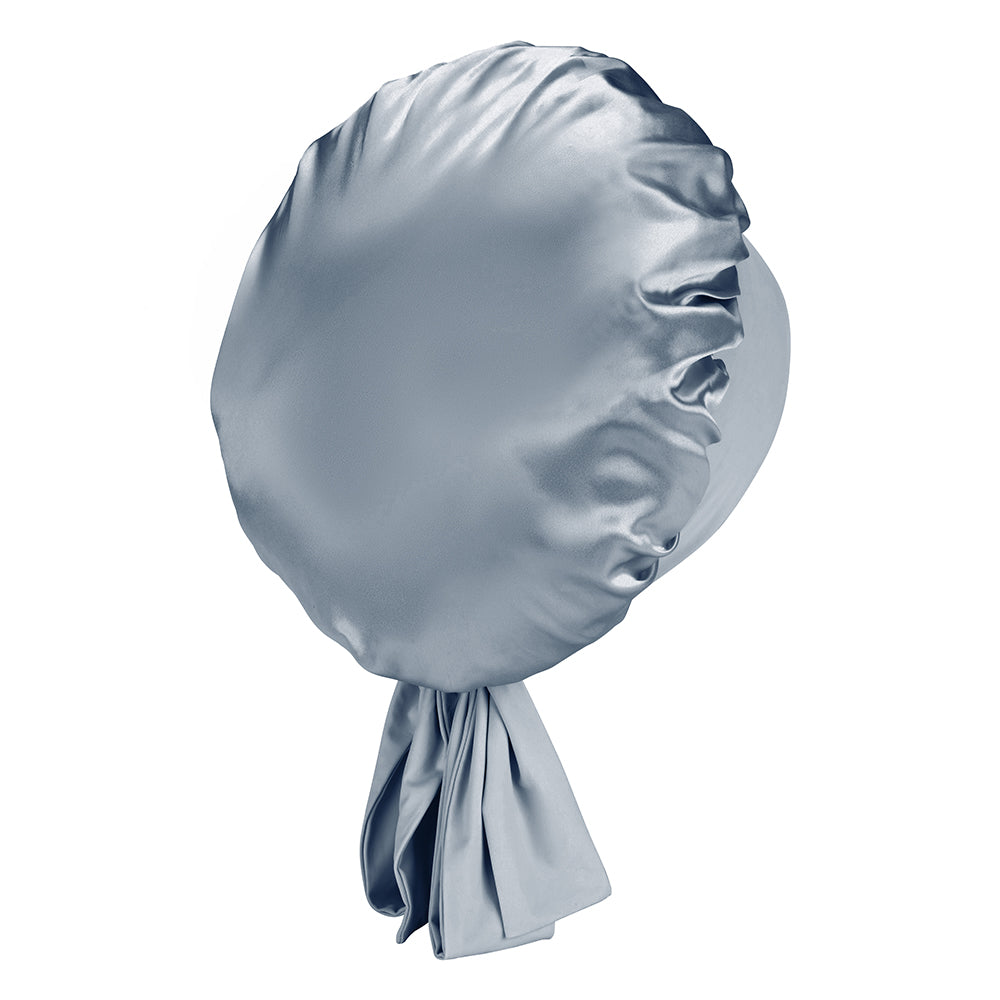 Blissy Ash Blue Silk Blissy Bow Bonnet Detail –