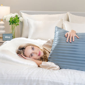 Pillowcase - Ash Blue Striped - Queen