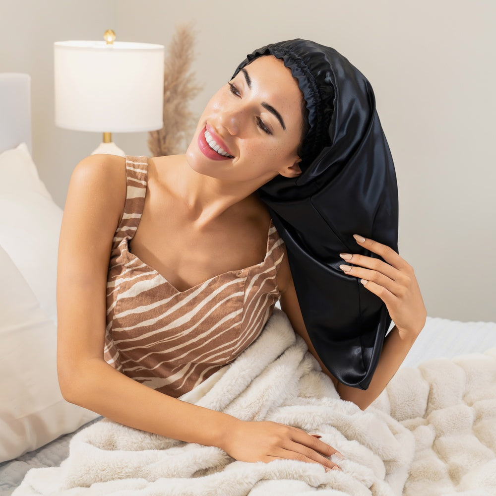 Black Mulberry Silk Blissy Cascade Bonnet – Blissy