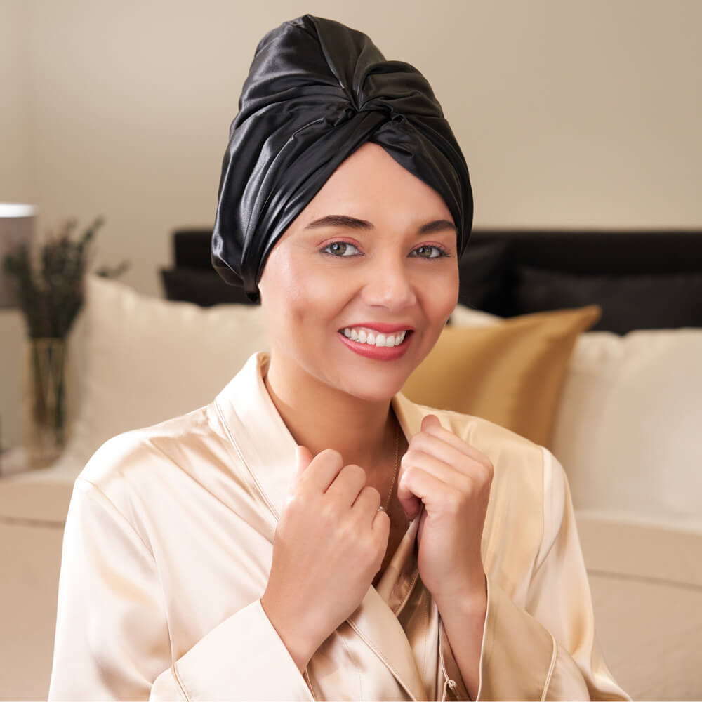 Blissy Black Silk Blissy Bonnet Detail – Large