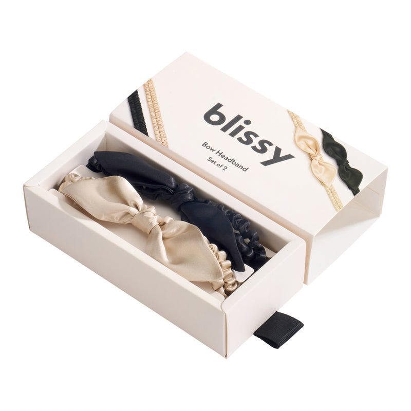 Blissy Bow Headband - Champagne, Black