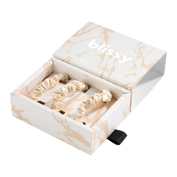 Blissy Skinny Scrunchies - Champagne Marble