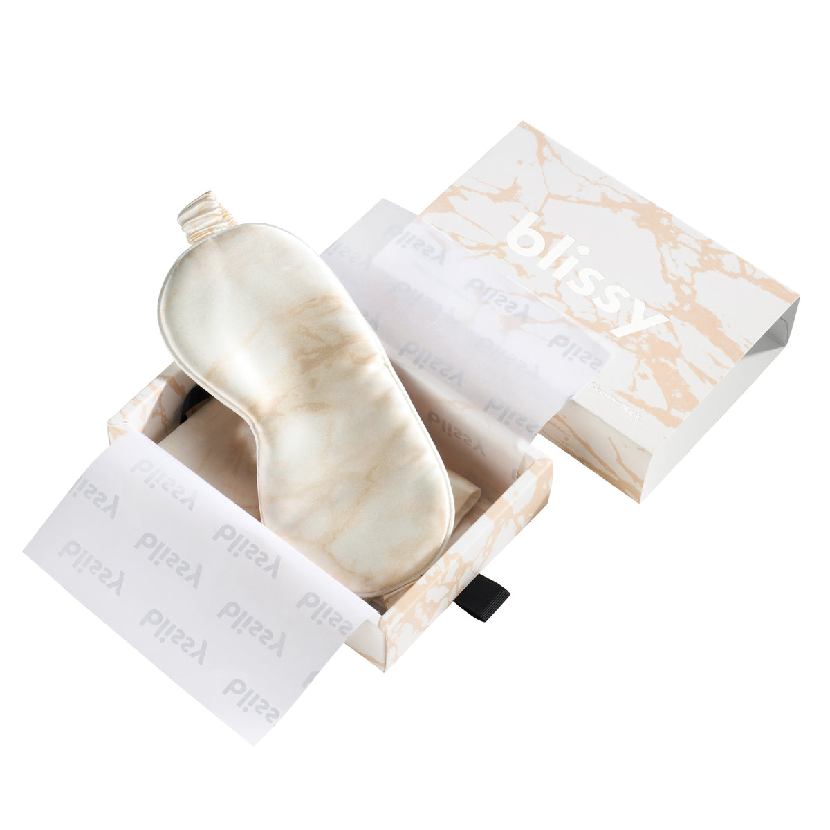 Champagne Marble Mulberry Silk Sleep Mask – Blissy