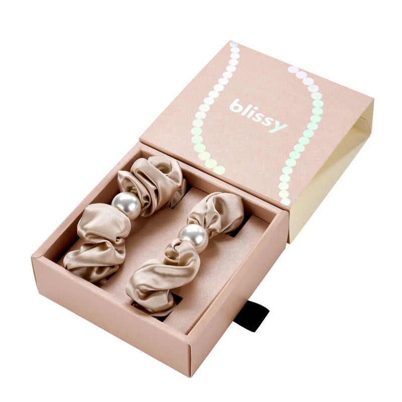 Blissy Pearl Scrunchies - Champagne