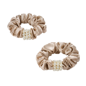 Blissy Petite Pearl Scrunchies - Champagne