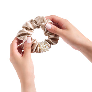 Blissy Petite Pearl Scrunchies - Champagne