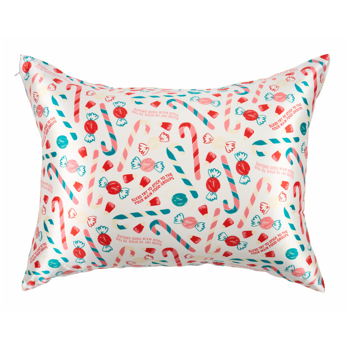 Blissy Elf “Santa! I Know Him!” Silk Pillowcase Detail – King