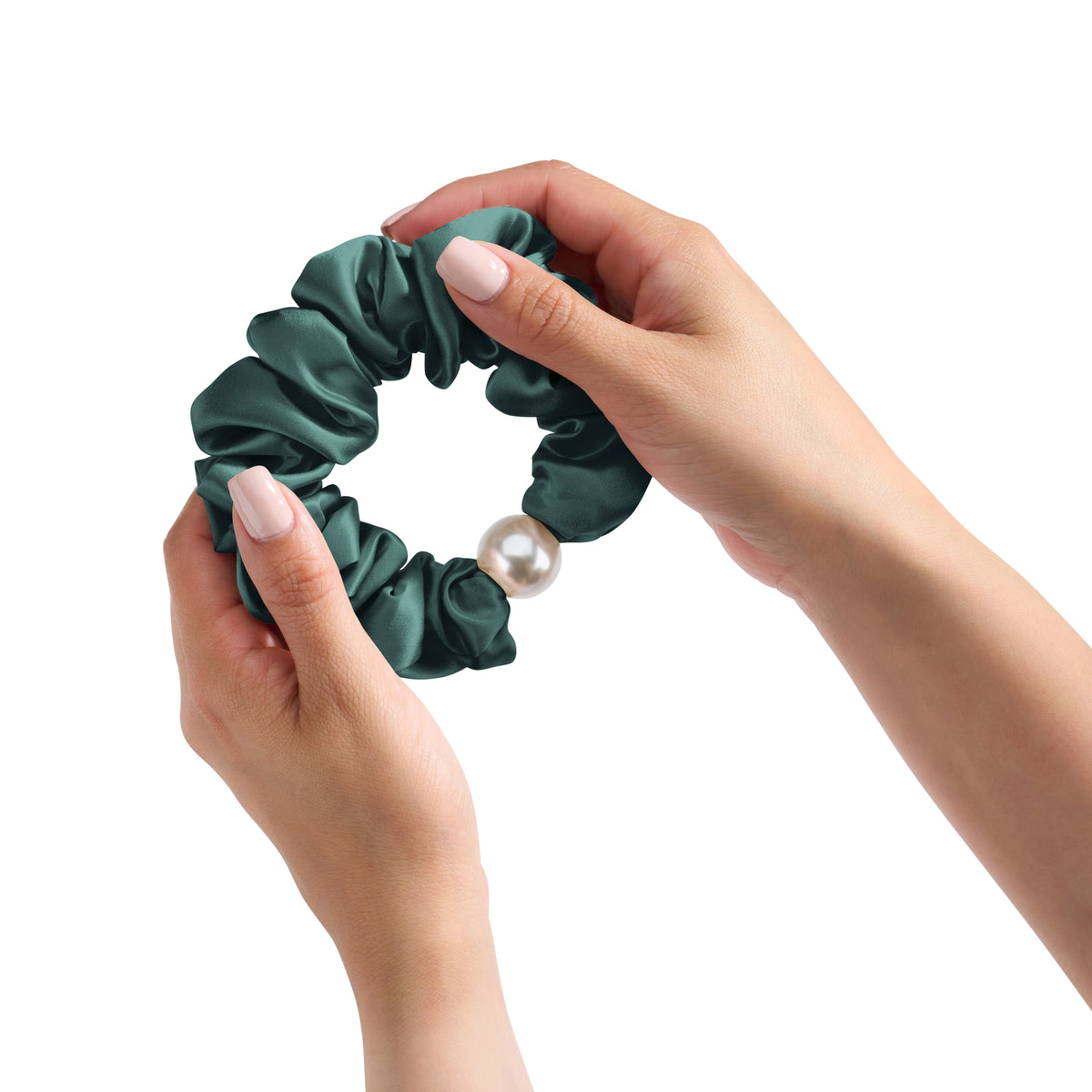Emerald Mulberry Silk Blissy Pearl Scrunchies – Blissy