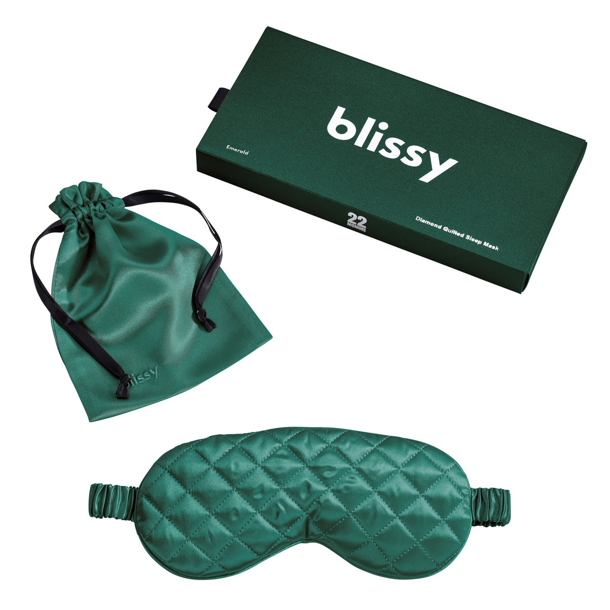 Blissy Emerald Sleep Mask – 22 Momme Mulberry Silk, 100% Silk