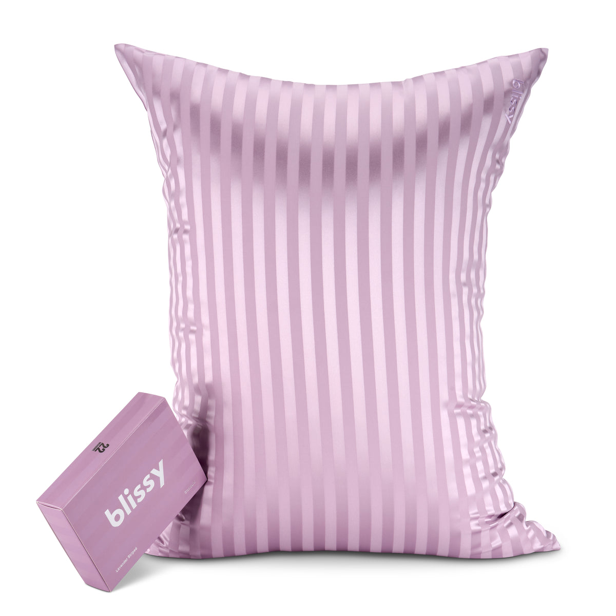 Blissy Lavender Striped Silk Pillowcase Detail – Standard