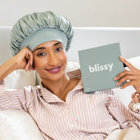 Matcha Blissy Halo Bonnet Close-Up – Blissy 22 Momme Silk