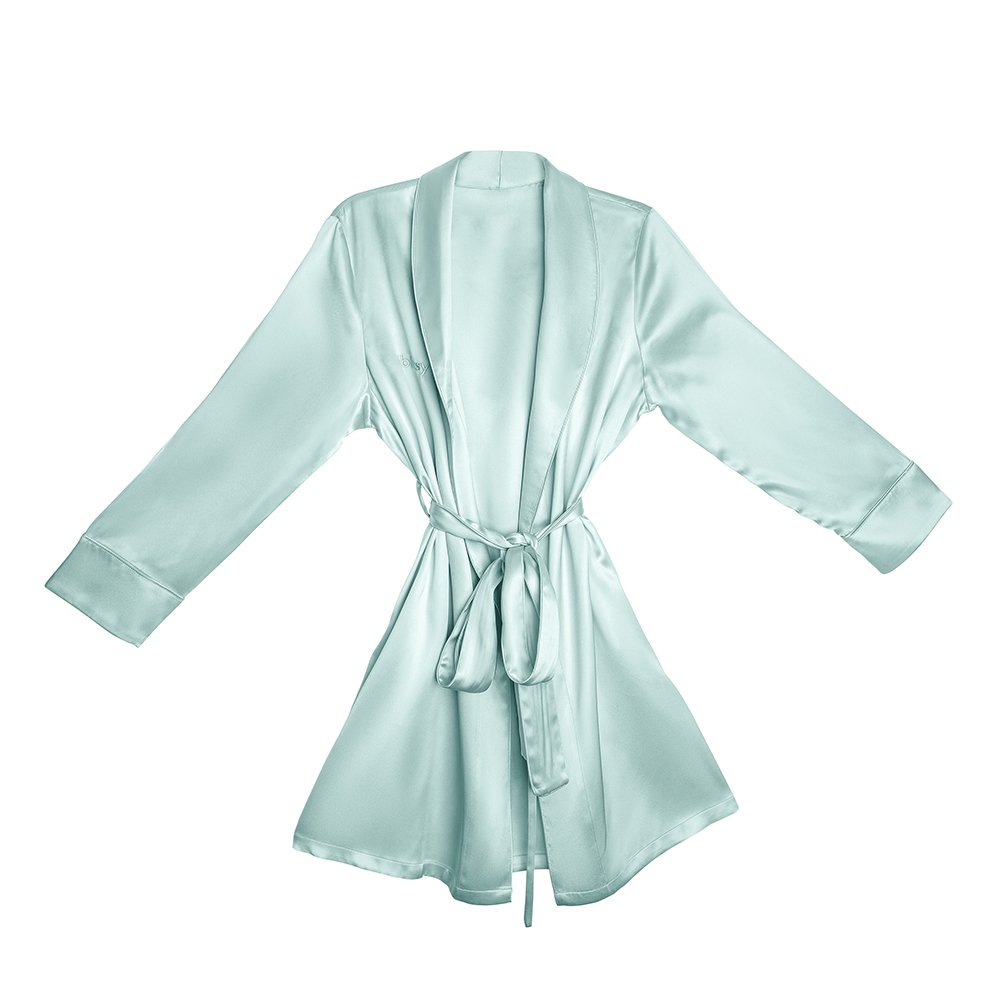 Blissy Mint Silk Classic Robe Detail –