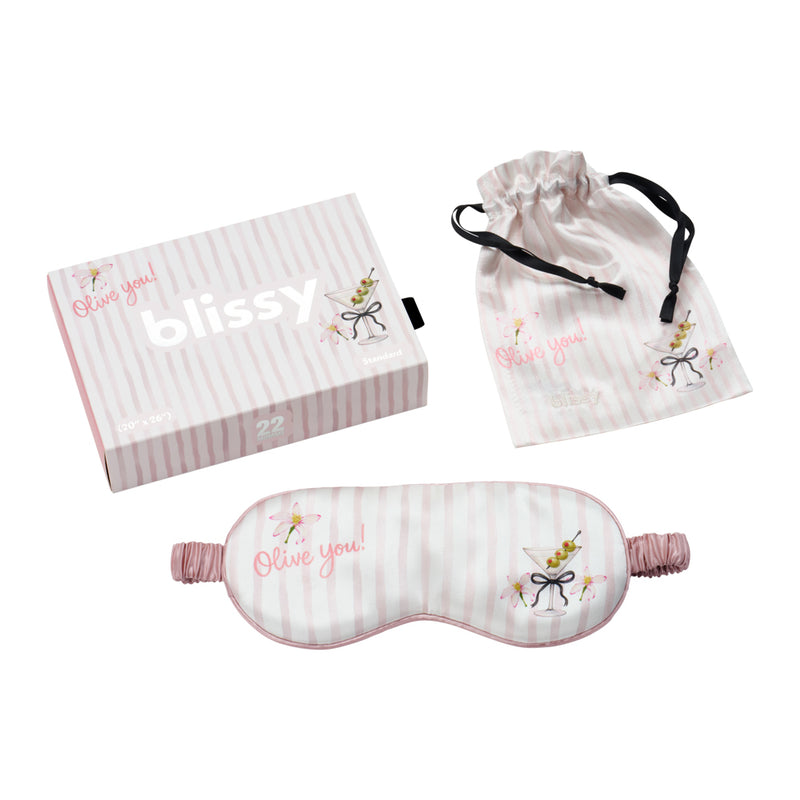 Sleep Mask - Olive You - Blissy Olive You Sleep Mask – 22 Momme Mulberry Silk, 100% Silk