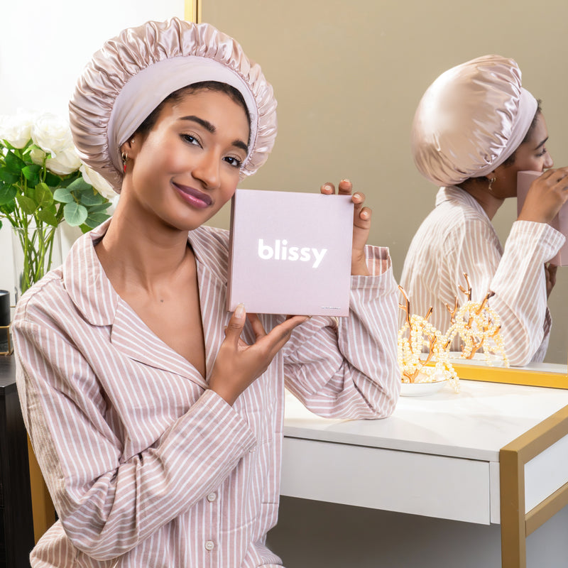 Blissy Halo Bonnet -  Pink - Blissy Pink Blissy Halo Bonnet Lifestyle – Mulberry Silk