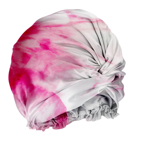 Blissy Pink Tie-Dye Blissy Bonnet – 22 Momme Mulberry Silk, 100% Silk