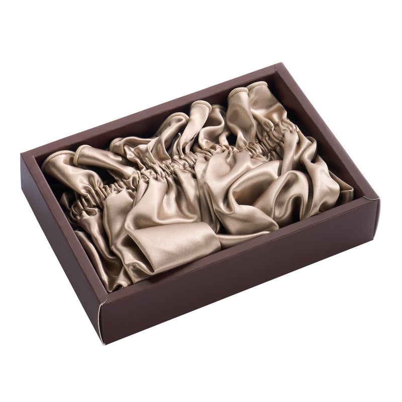 Blissy Ruffle Bonnet - Taupe/Chocolate - Blissy Taupe/Chocolate Ruffle Bonnet – 22 Momme Mulberry Silk, 100% Silk