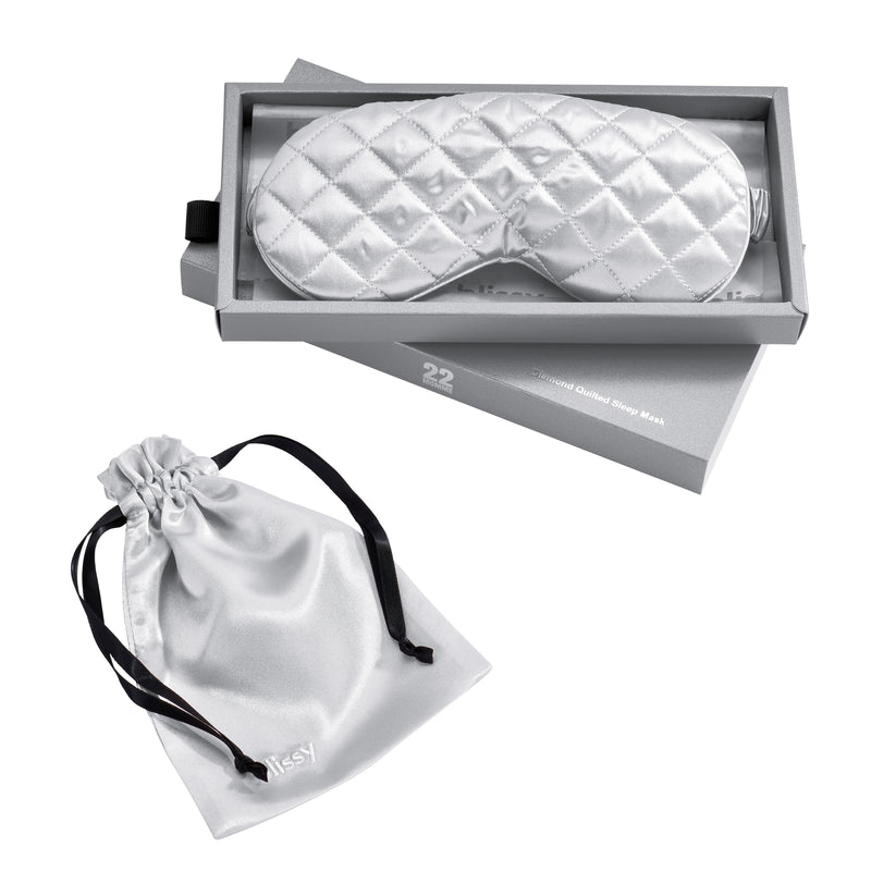 Sleep Mask - Silver - Diamond Quilted