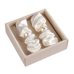 Blissy Pearl Scrunchies - White