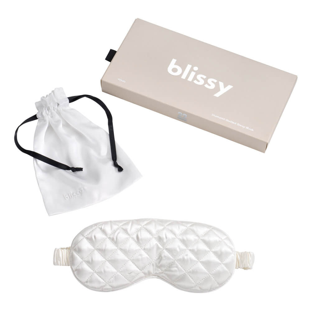 Blissy White Sleep Mask – 22 Momme Mulberry Silk, 100% Silk