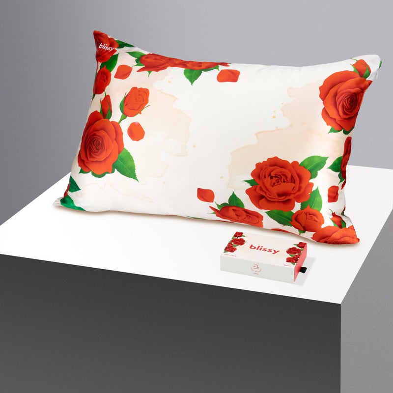 Pillowcase - Zodiac Flower - Libra Rose - Standard - Blissy Standard Zodiac Flower Pillowcase – 22 Momme Mulberry Silk, 100% Silk