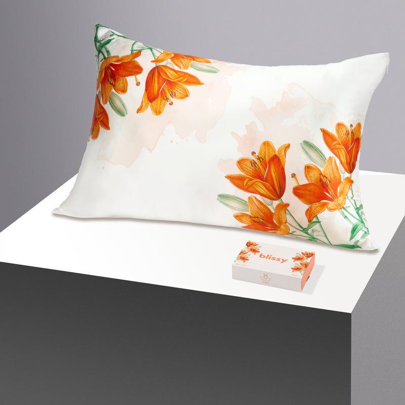 Pillowcase - Zodiac Flower - Taurus Lily - Standard - Blissy Standard Zodiac Flower Pillowcase – 22 Momme Mulberry Silk, 100% Silk