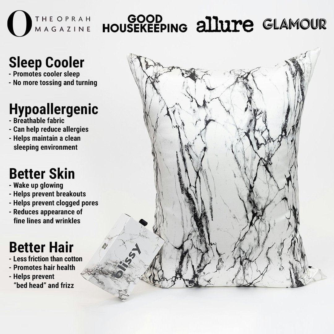 Light Marble Mulberry Silk Pillowcase – Blissy Standard