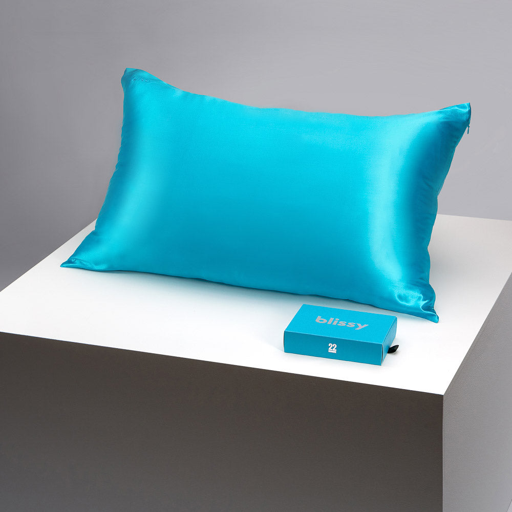 Blissy King Bahama Blue Pillowcase – 22 Momme Mulberry Silk, 100% Silk