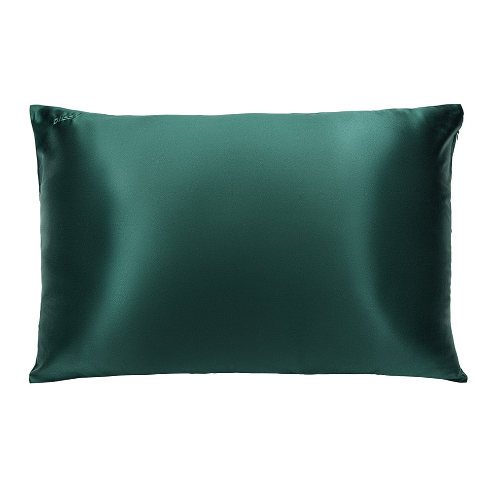 Blissy Emerald Silk Pillowcase Detail – King