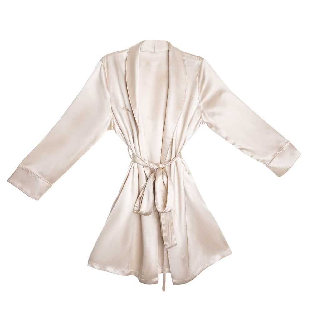 Champagne Mulberry Silk Classic Robe – Blissy