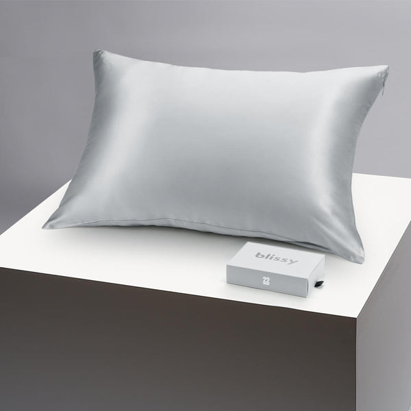 Blissy Queen Silver Pillowcase – 22 Momme Mulberry Silk, 100% Silk
