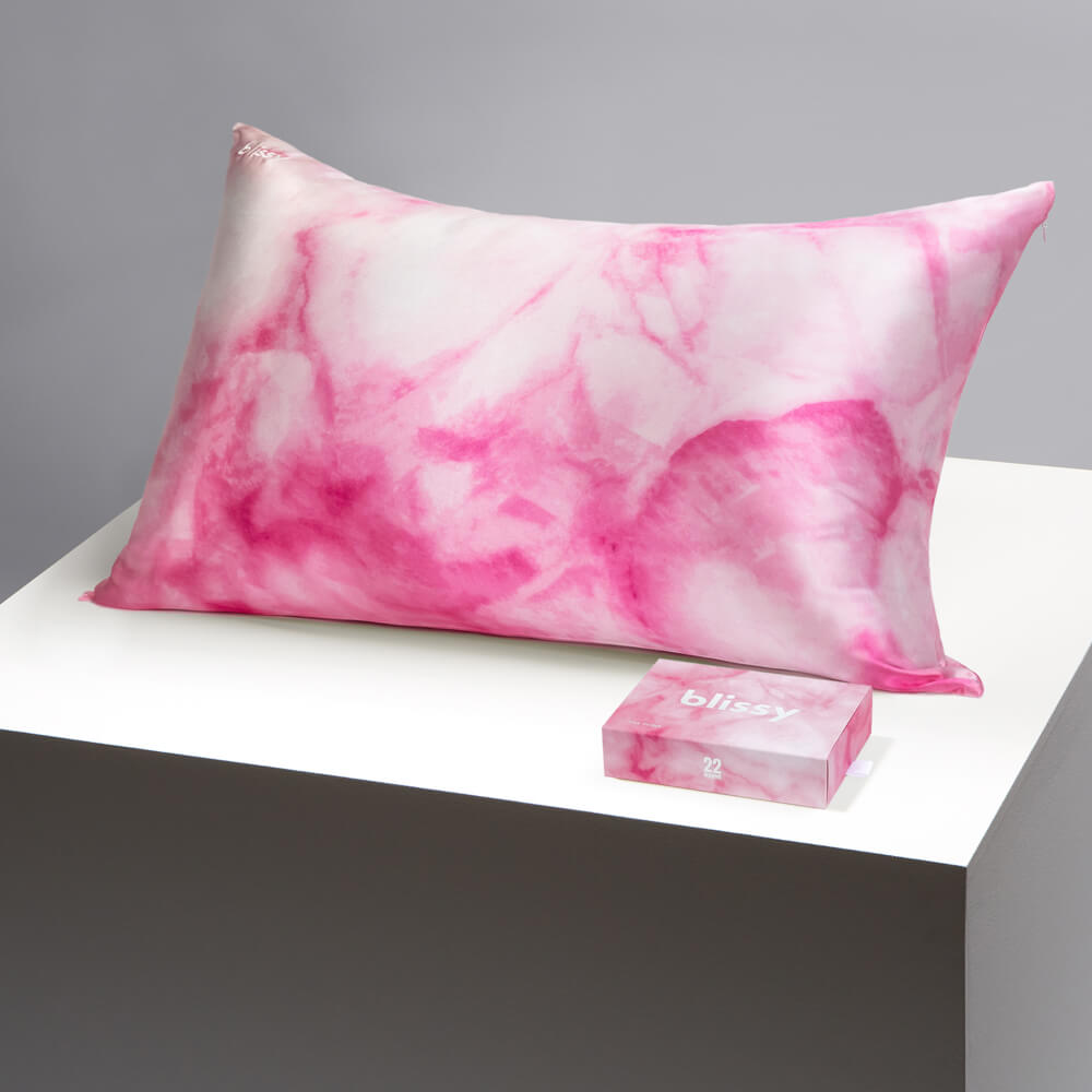 Blissy Standard Pink Tie-Dye Pillowcase – 22 Momme Mulberry Silk, 100% Silk