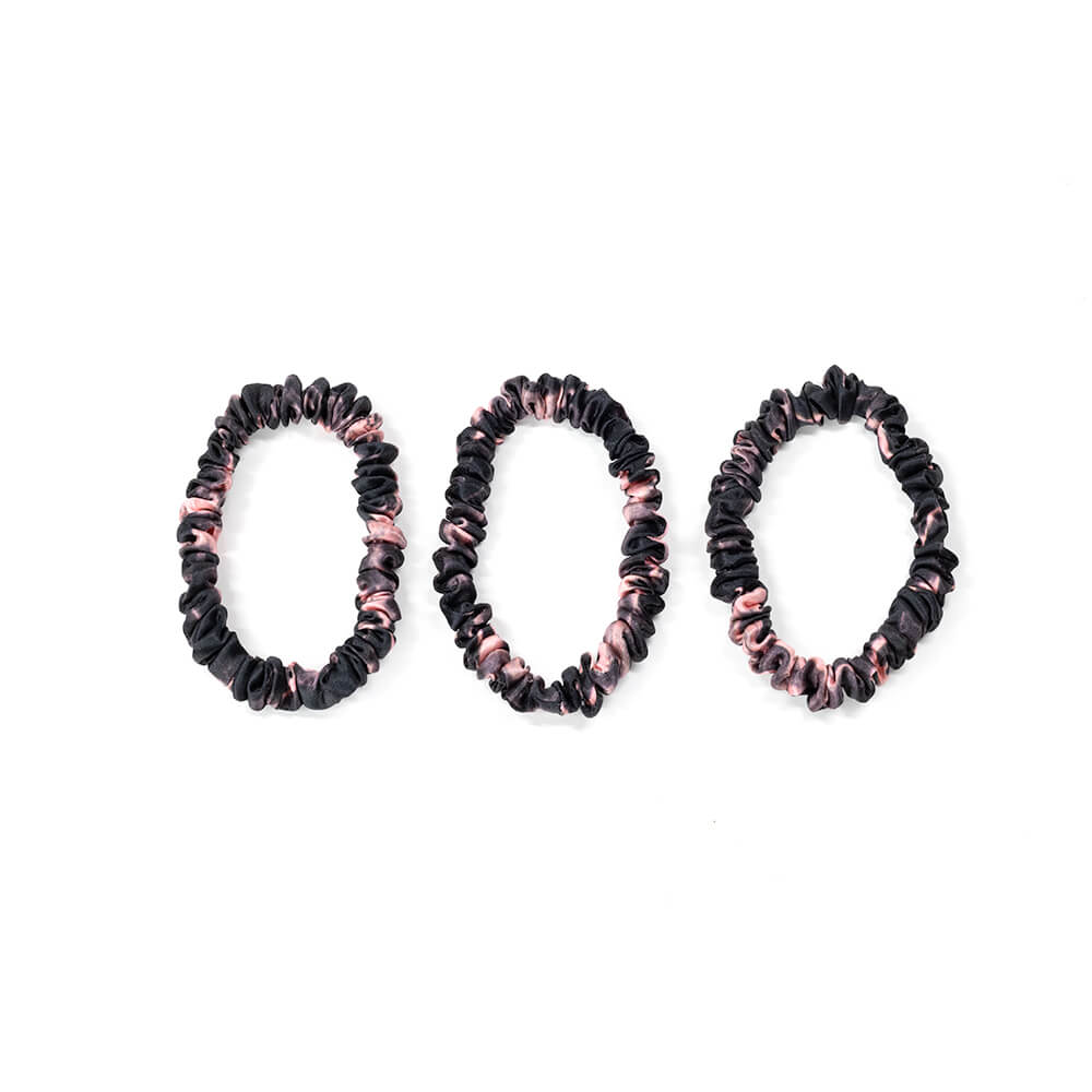 Blissy Rose Black Marble Silk Blissy Skinny Scrunchies Detail –
