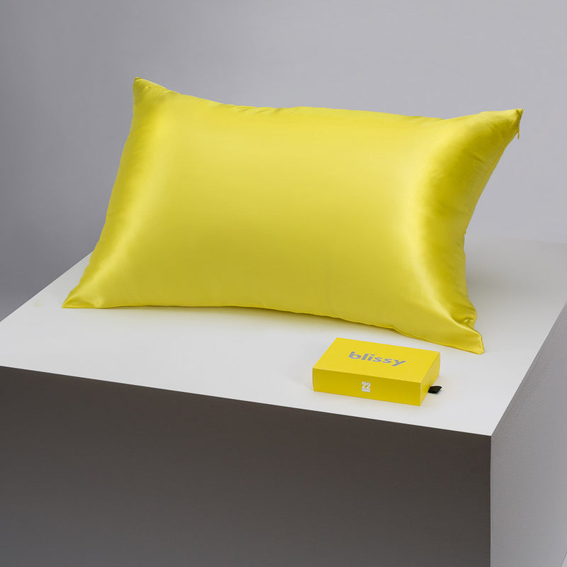 Pillowcase - Sunshine Yellow - King - Blissy King Sunshine Yellow Pillowcase – 22 Momme Mulberry Silk, 100% Silk