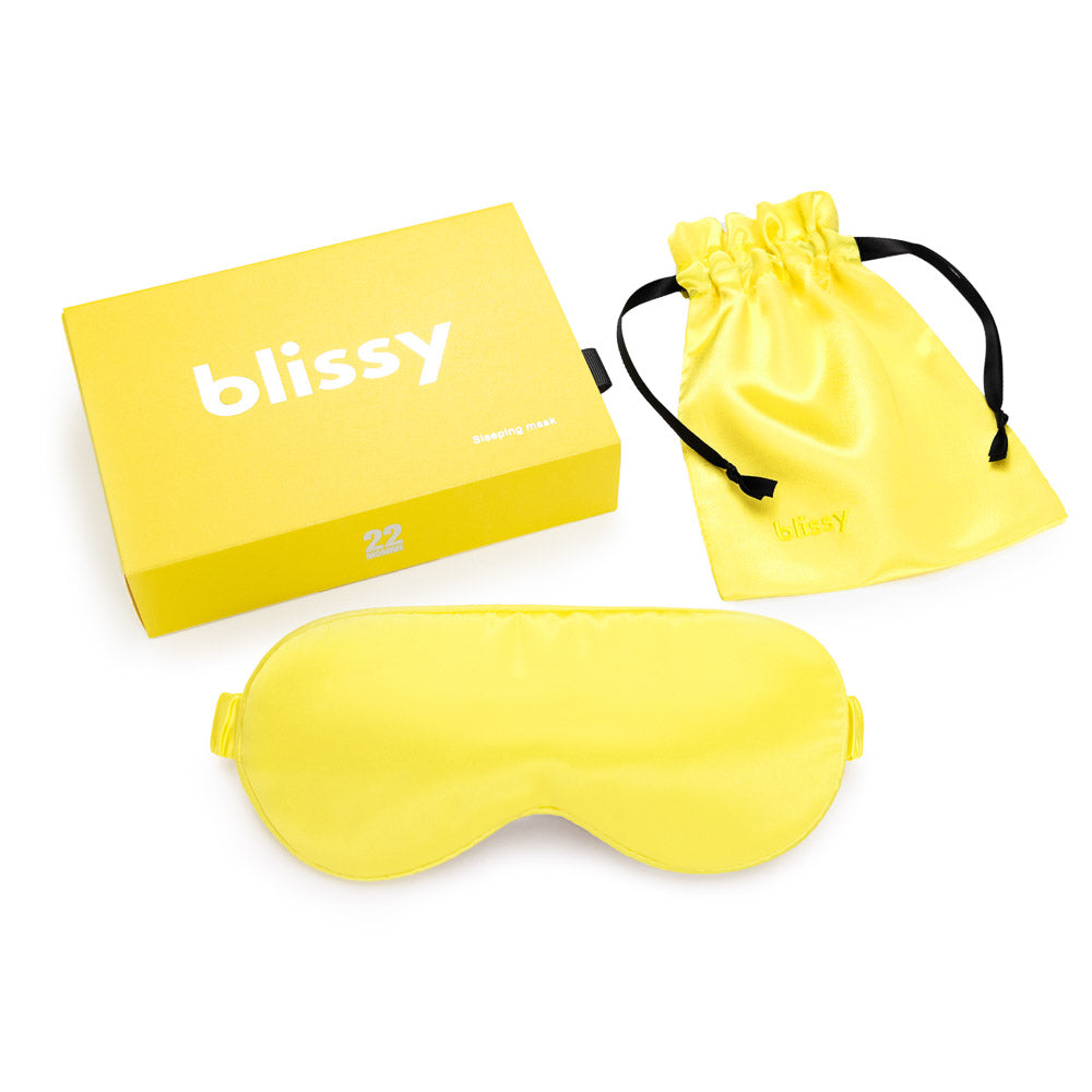 Blissy Sunshine Yellow Sleep Mask – 22 Momme Mulberry Silk, 100% Silk
