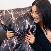 Pillowcase - Rose Black Marble - King